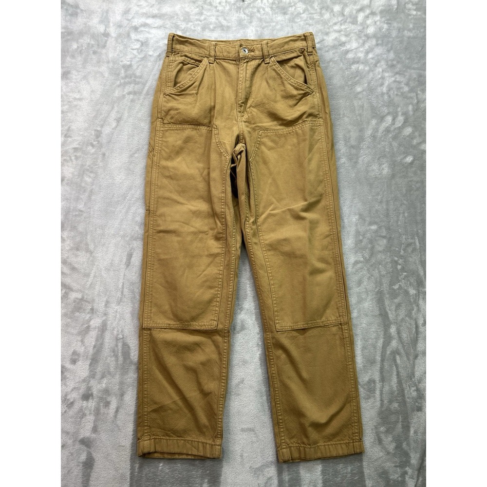 Uniqlo Tan Canvas Double Knee Carpenter Pants S 27-30 Inch Drawstring Workwear